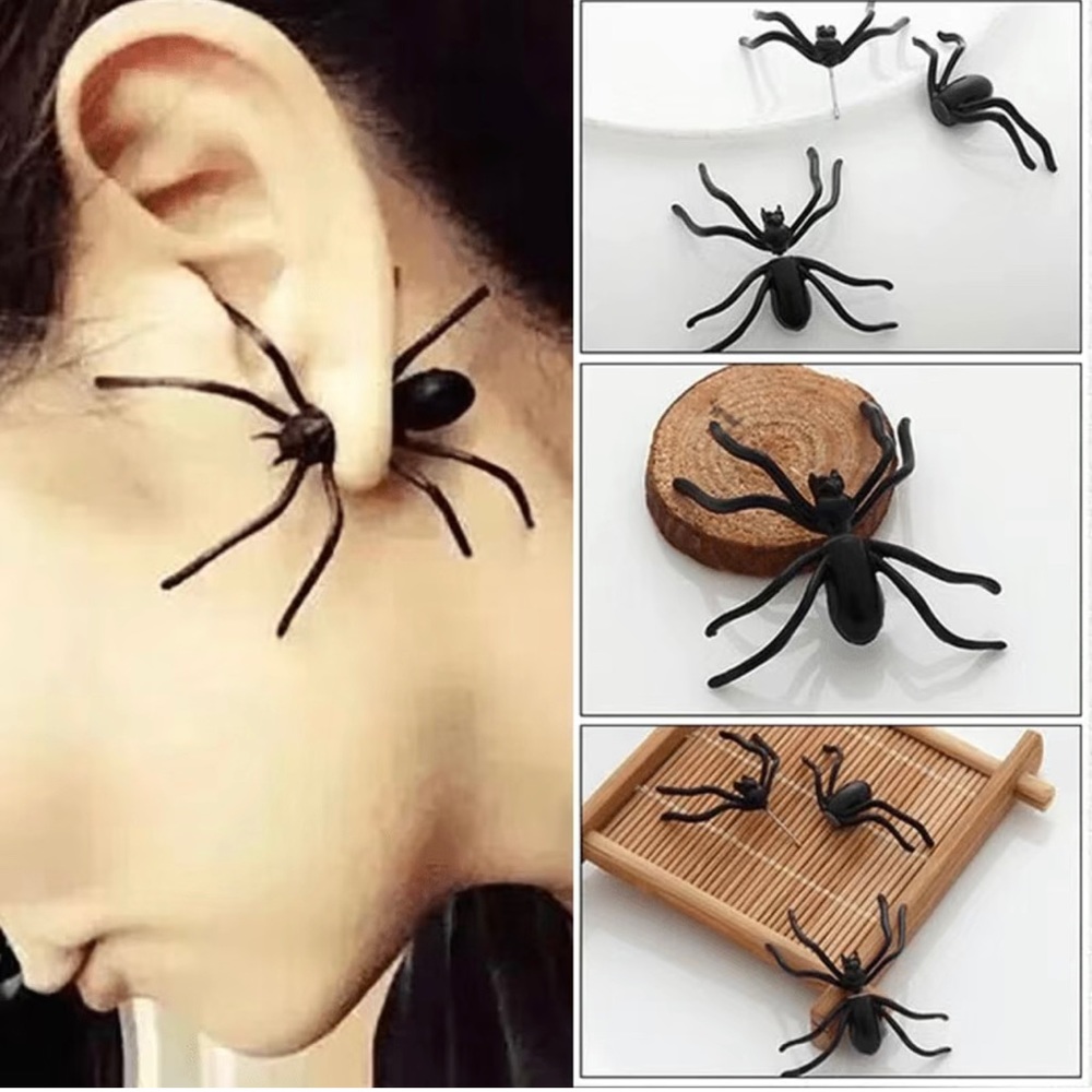 Spider Black Stud Earring Single 3D 1 Piece